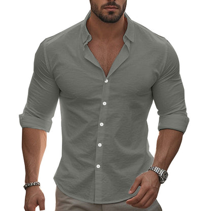 Herren Langarmhemd Elegantes Design Knopfleiste Weiß - Norvielle