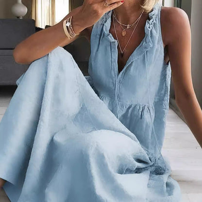 Damen Maxikleid Romantisch Mit Rüschen Lang
