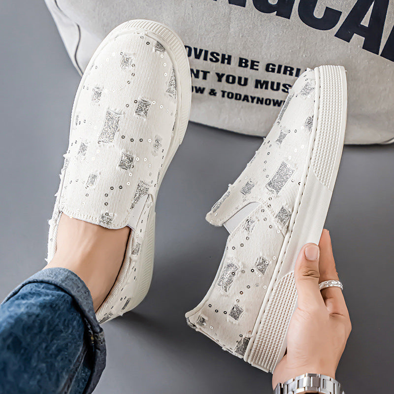 Damen Slip-On Sneaker Glitzer Optik