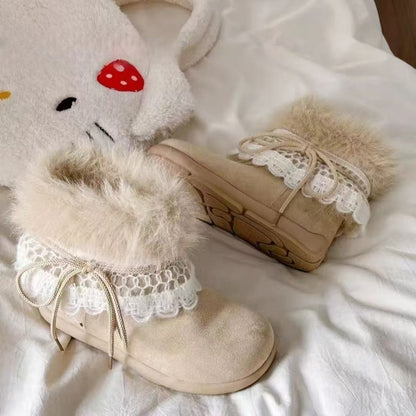 Damen Winterstiefel Warm Fellkragen Schnee Stiefel - Norvielle