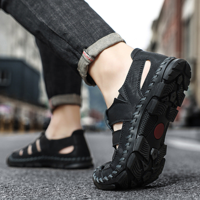 Herren Sandalen Atmungsaktives Leder Rutschfest