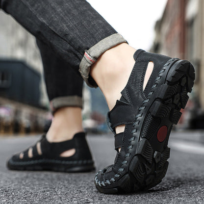 Herren Sandalen Atmungsaktives Leder Rutschfest