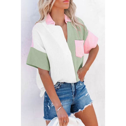 Damen Freizeithemd Patchwork-Design Bluse