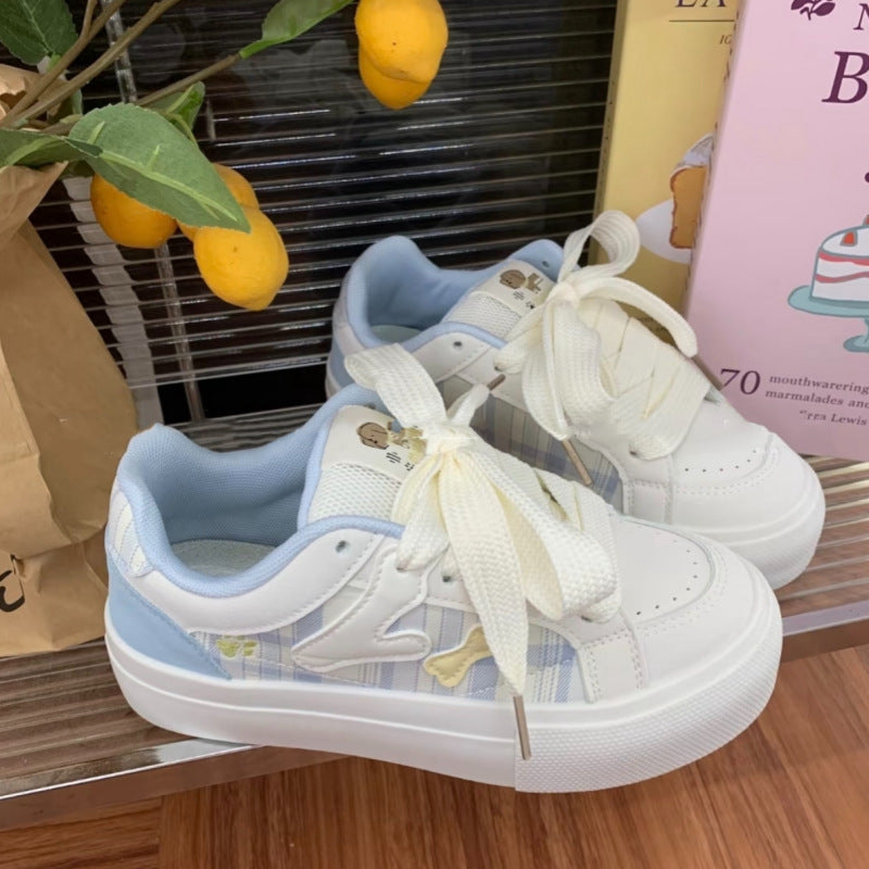 Damen Sneaker Bequem Karo Chunky Modell