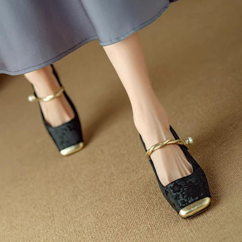 Damen Ballerinas Elegantes Schmuckdetail Glitzer