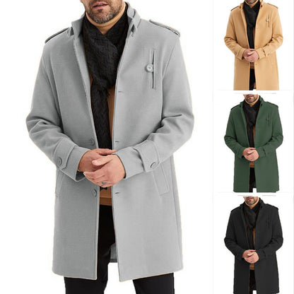 Herren Übergangsmantel Modern Stehkragen Elegant Schwarz - Norvielle