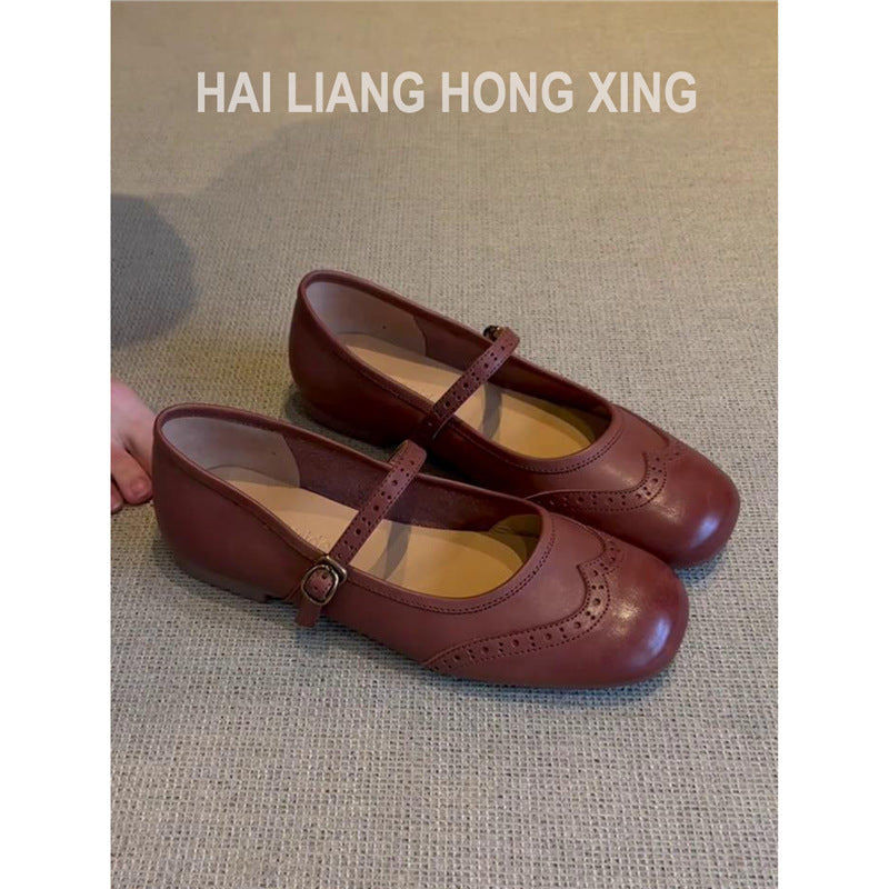 Damen Ballerinas Comfort Schuhe Bequem Riemenverschluss