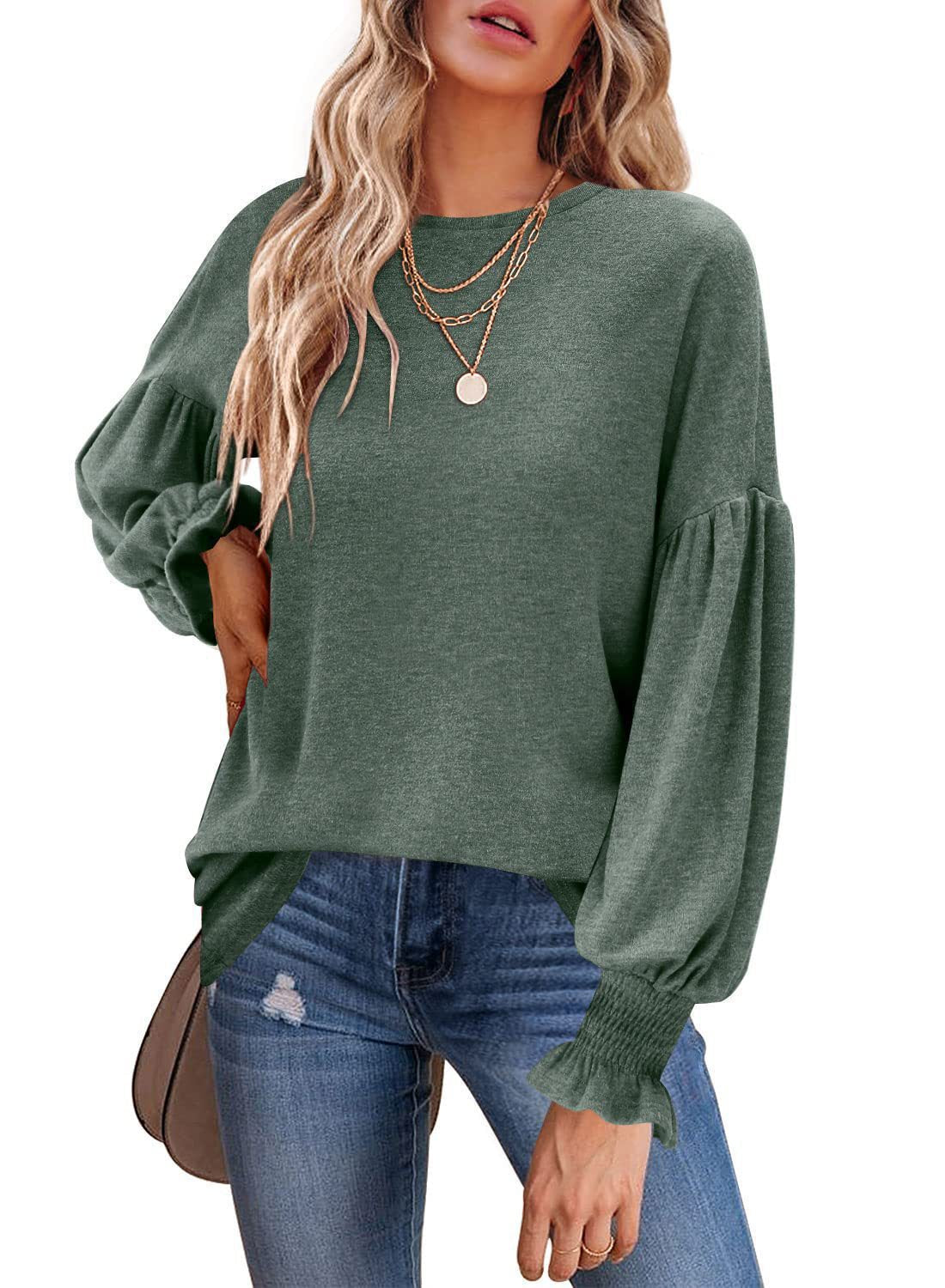 Damen Pullover mit Puffärmeln Modern Glamour