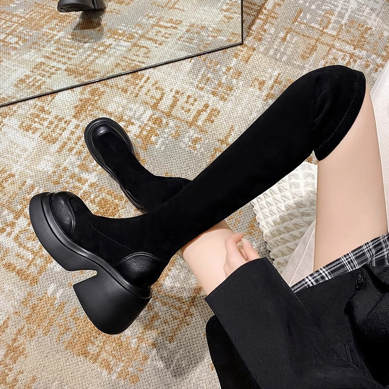 Damen Überknee-Stiefel Hochhackig