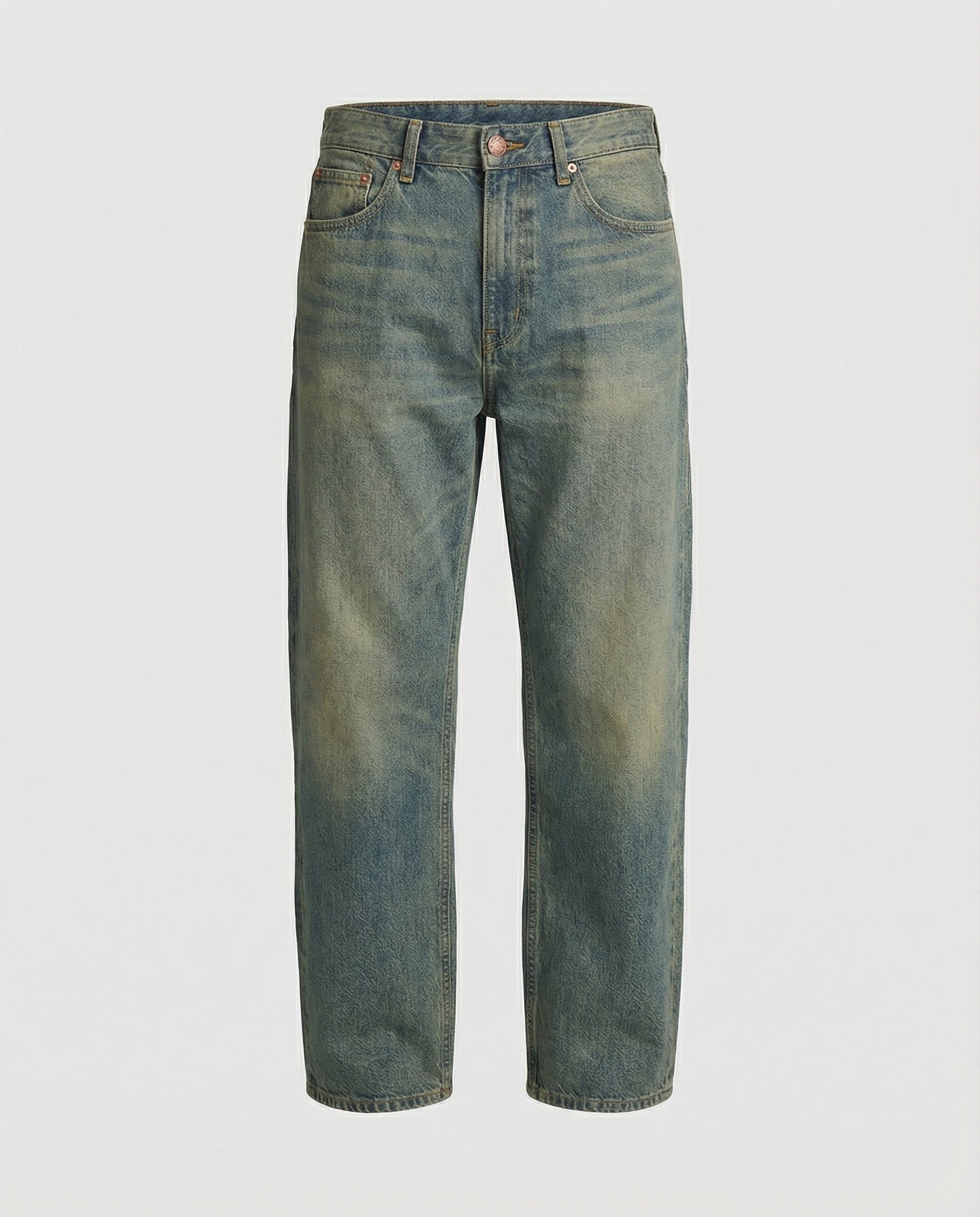 Herren Straight-Leg-Jeans Blau Gewaschenes Denim
