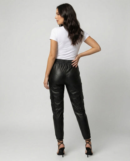 Damen Slimfit-Hose Kunstleder