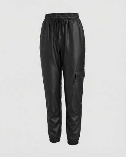 Damen Slimfit-Hose Kunstleder