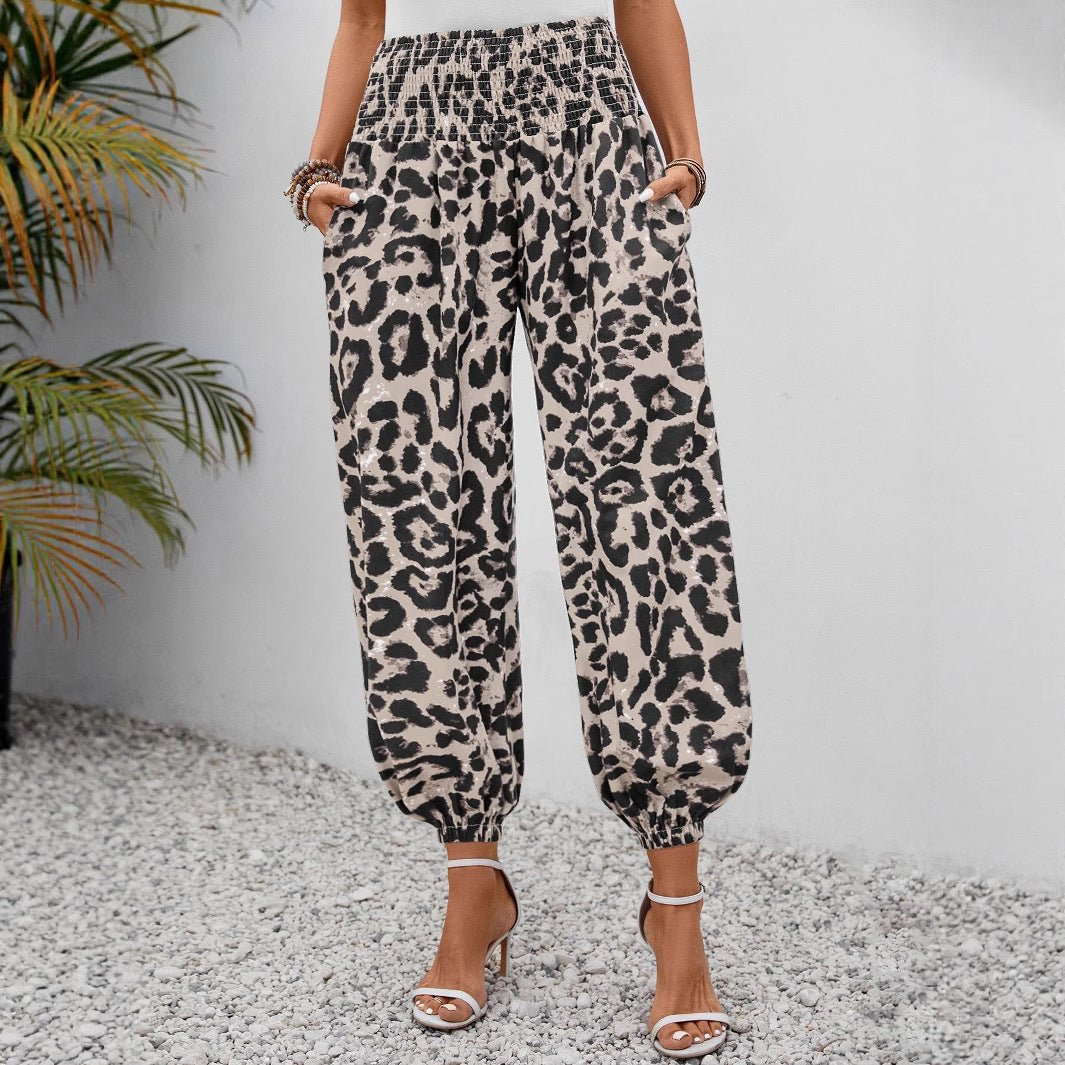 Damen-Hosen Leopardenmuster Elegant Weite