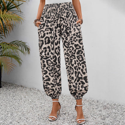 Damen-Hosen Leopardenmuster Elegant Weite
