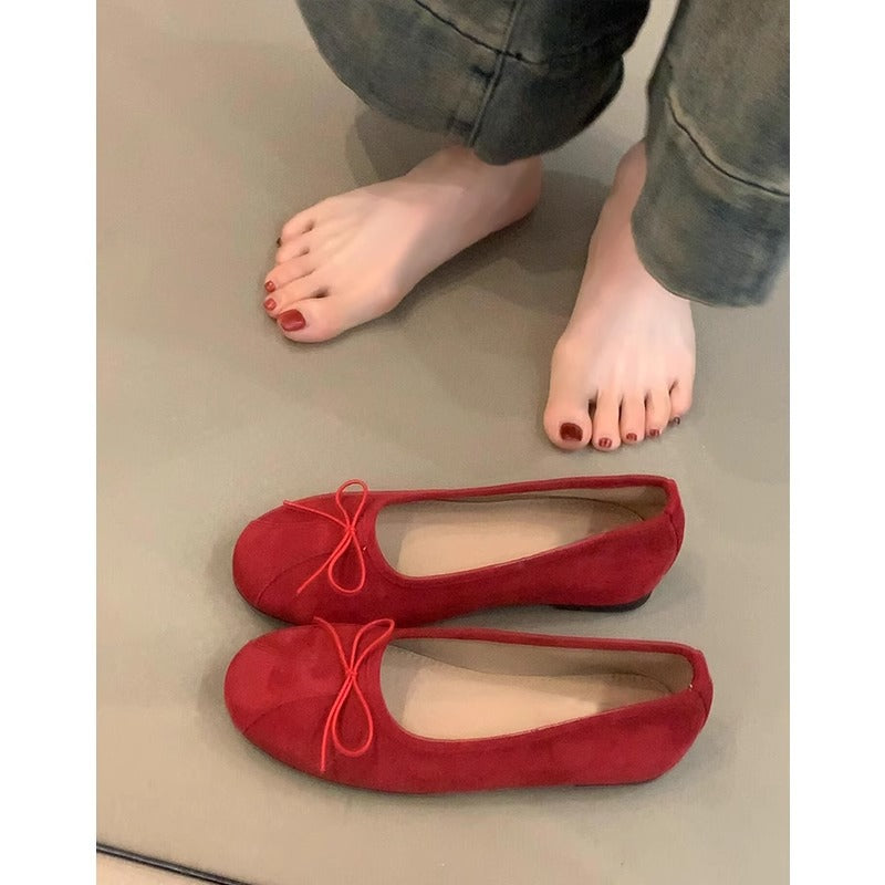 Damen Ballerinas Weich Bequem Mit Schleifen Detail