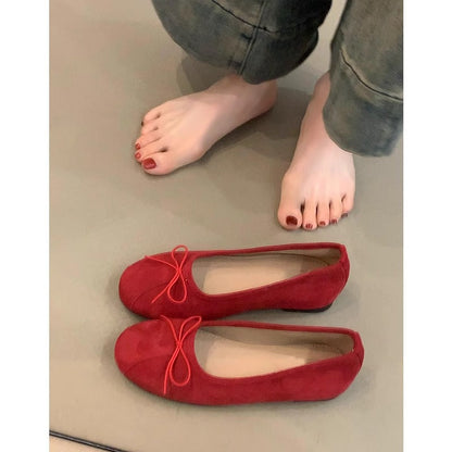 Damen Ballerinas Weich Bequem Mit Schleifen Detail