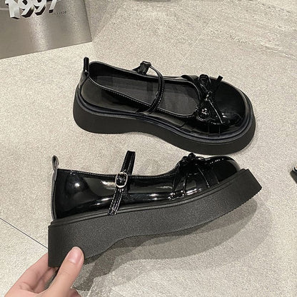 Damen Plateau-Schuhe Glänzend Schick Heidi Stil