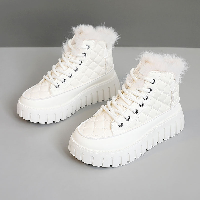 Damen High Sneaker Kunstfell Rutschfest