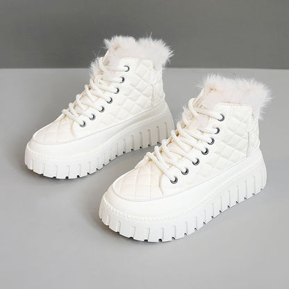 Damen High Sneaker Kunstfell Rutschfest