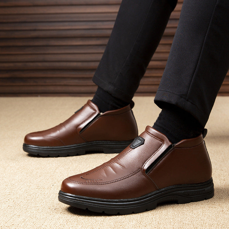 Herren Leder-Stiefeletten Rutschfeste Sohle Schwarz - Norvielle