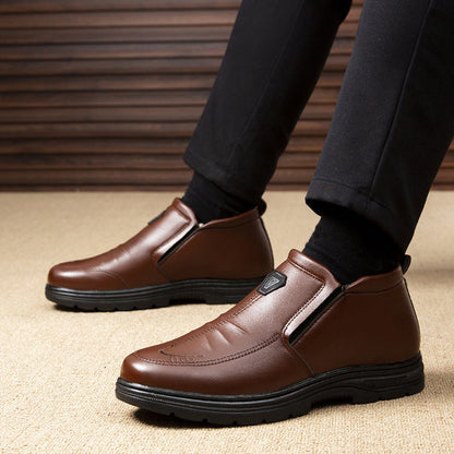 Herren Leder-Stiefeletten Rutschfeste Sohle Schwarz - Norvielle