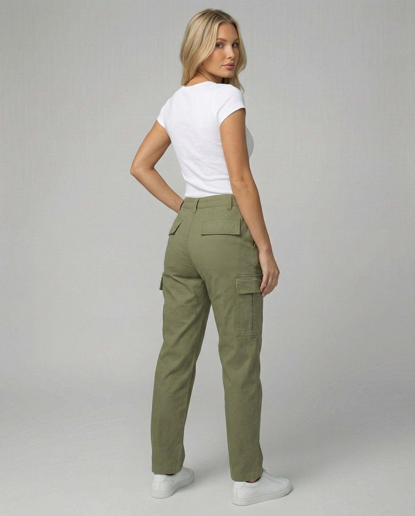Damenhose Baumwoll Gerade Lockere Freizeithose