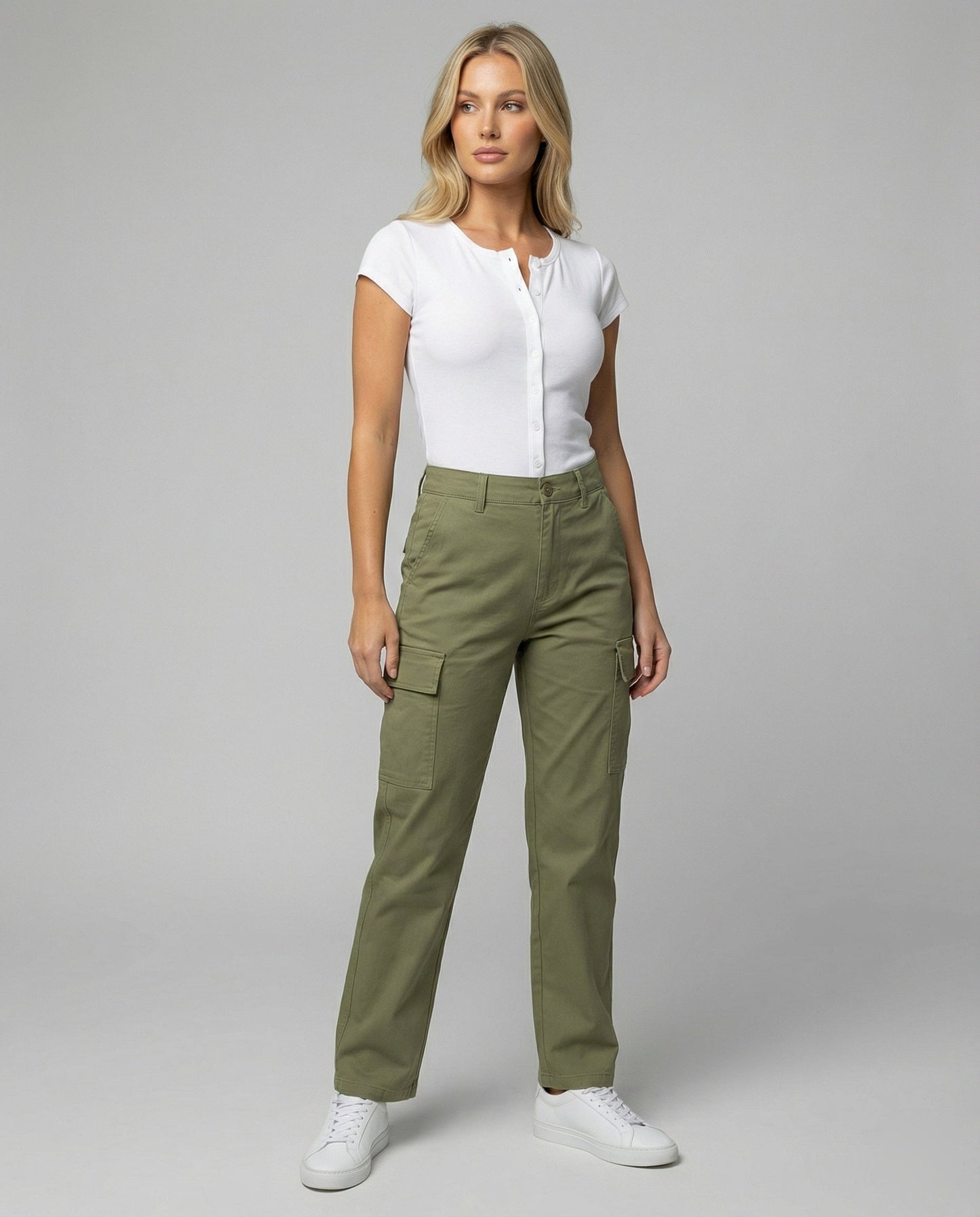 Damenhose Baumwoll Gerade Lockere Freizeithose