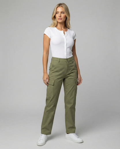 Damenhose Baumwoll Gerade Lockere Freizeithose