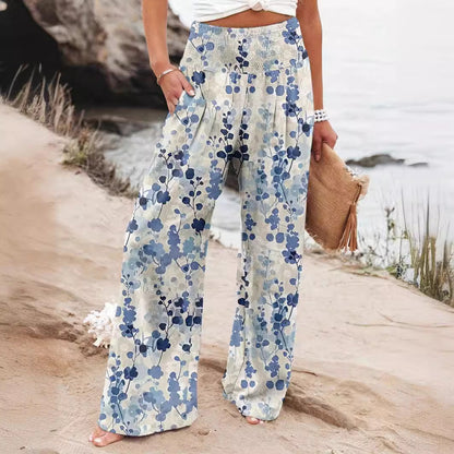 Damen Strandhose Bequem Elastisch Floral