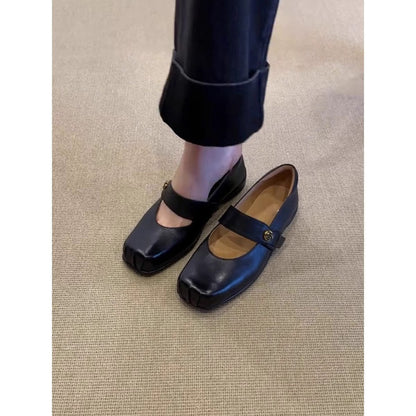 Damen Ballerinas Breiter Riemen