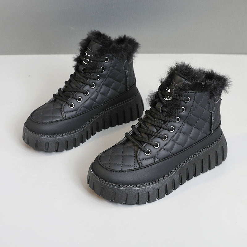 Damen High Sneaker Kunstfell Rutschfest