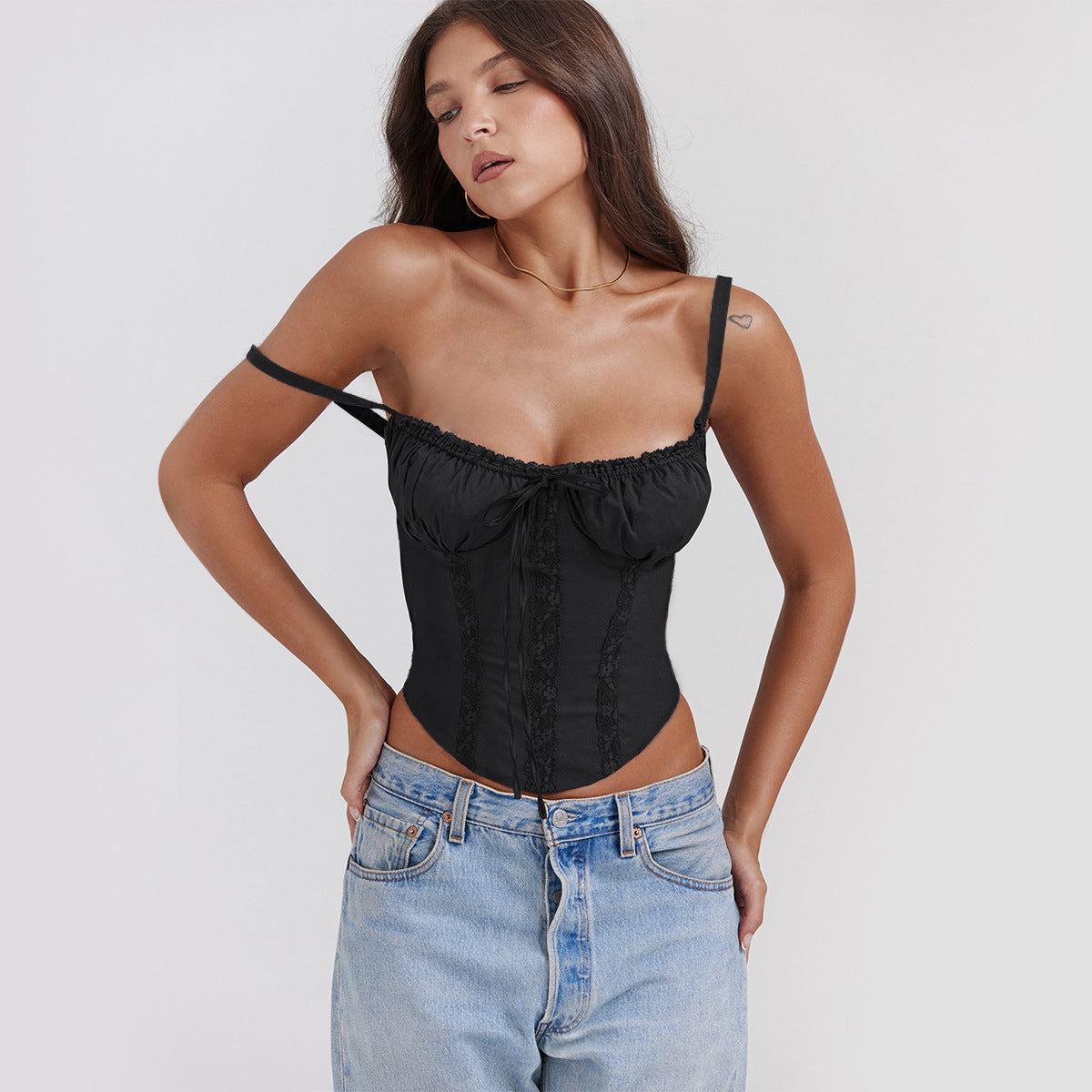 Damen Rüschendetails Verstellbare Träger Elegant
