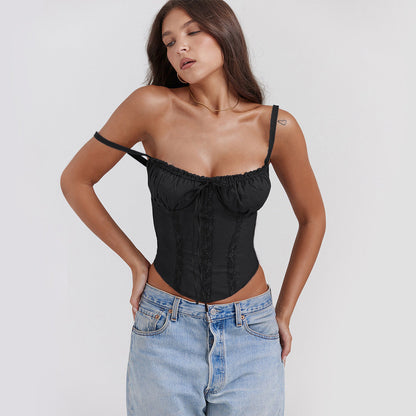 Damen Rüschendetails Verstellbare Träger Elegant