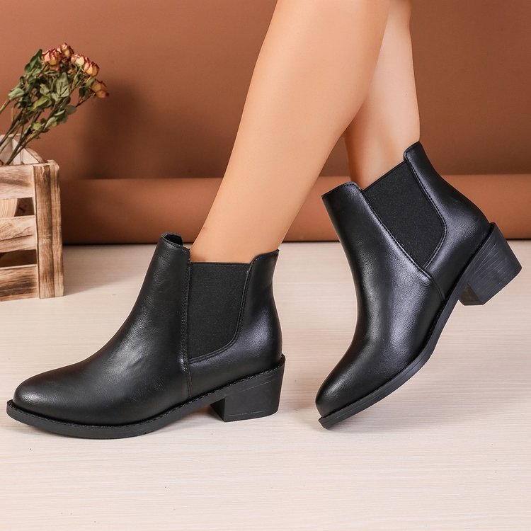 Damen Chelsea Stiefeletten Elastisch Vegan Schwarz - Norvielle