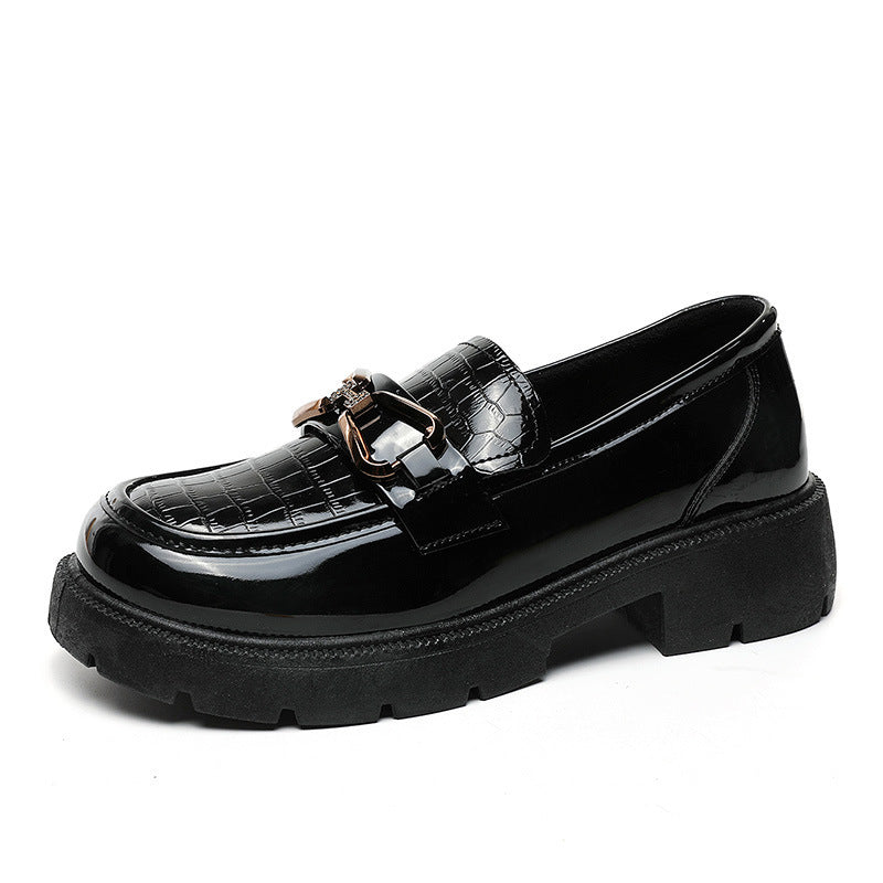 Damen Loafer Schnallen-Design Elegantes Leder