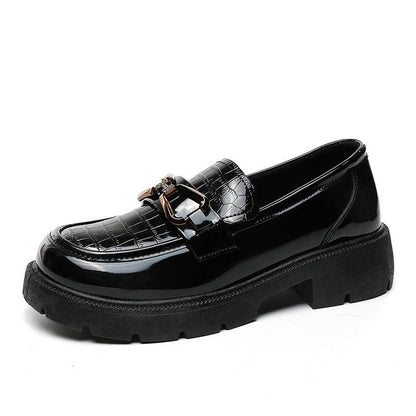 Damen Loafer Schnallen-Design Elegantes Leder