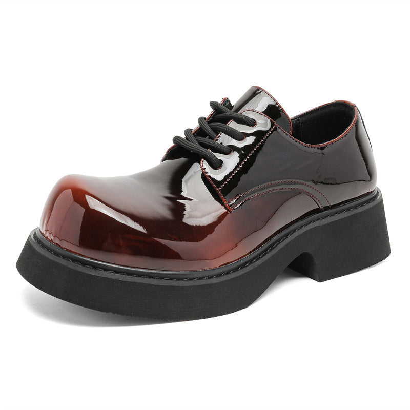 Damen Schnürschuhe Dicke Sohle Hochglänzend