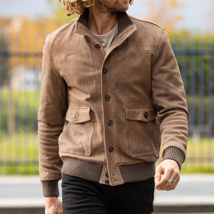 Herren Bomberjacke Suede Leder
