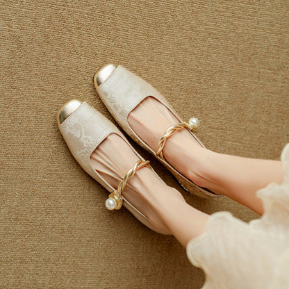 Damen Ballerinas Perlen Schmuck Elegantes Design