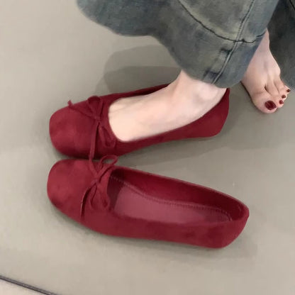 Damen Ballerinas Bequem Schleifen Detail