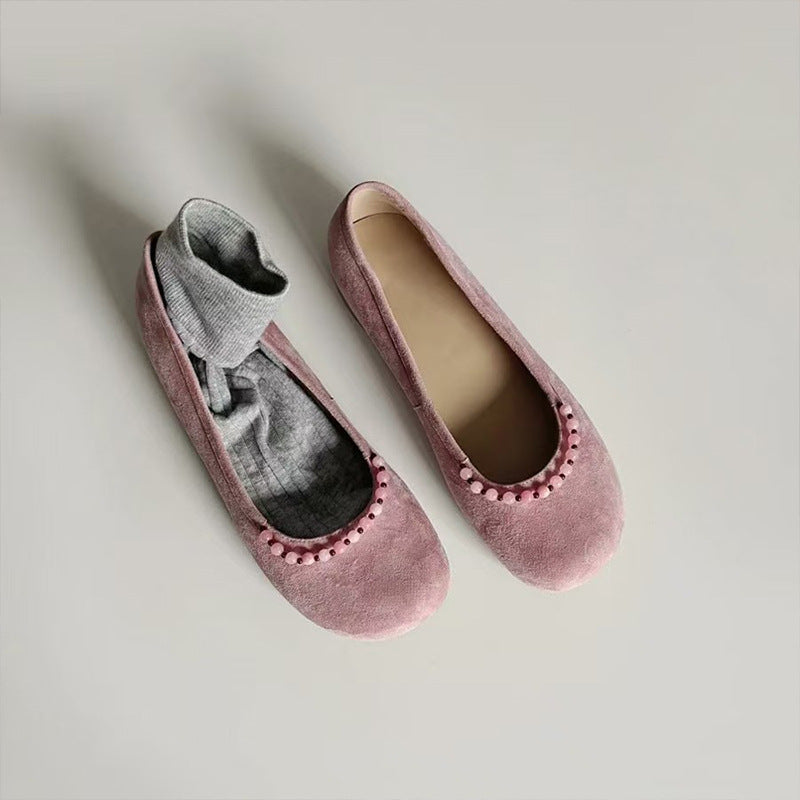 Damen Ballerinas mit Pom-Pom Detail Schwarz - Norvielle