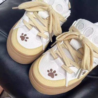 Damen Sneaker Atmungsaktives Mesh Pfotenmuster