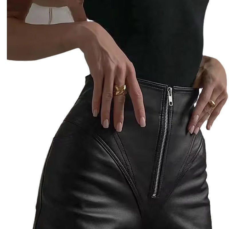Damenhose Hochgeschnitten Kunstleder