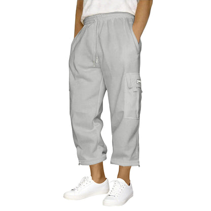 Damen Elastische Cargo-Hose Mit Seitentaschen Bequem