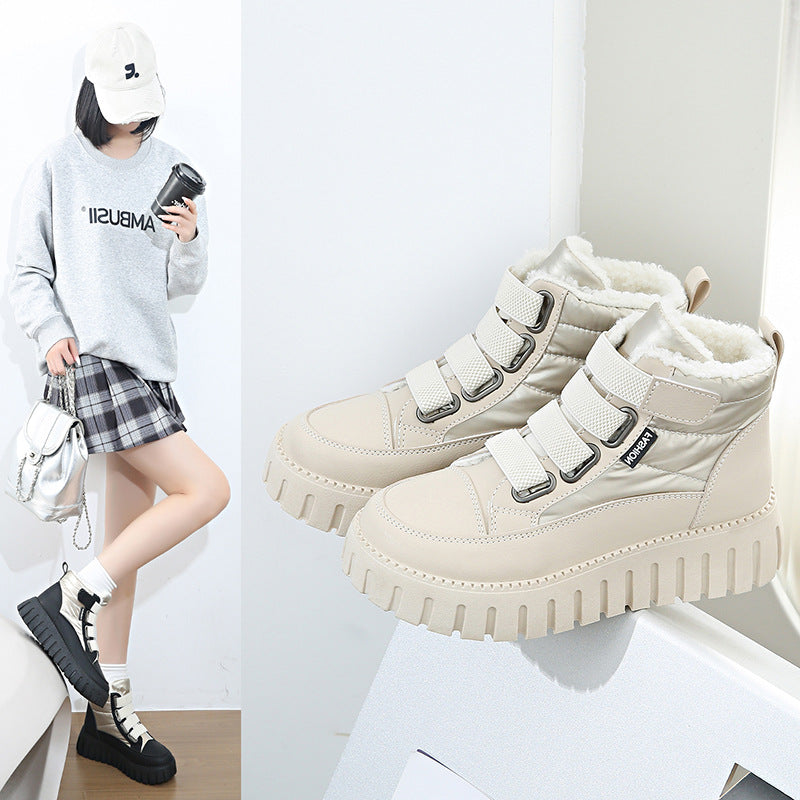 Damen High- Sneaker Isoliert Klettverschluss Warm - Norvielle