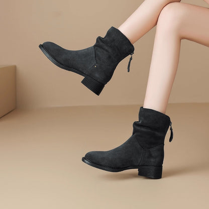 Damen Ankle Boots Lässig Falten Design