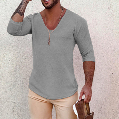 Herren T-Shirt V-Ausschnitt Modernes Strukturdesign