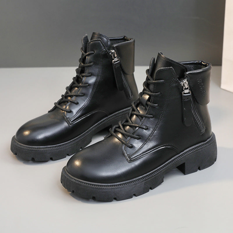 Damen Lederstiefeletten mit Reißverschluss