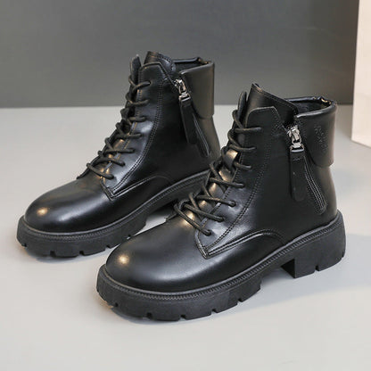 Damen Lederstiefeletten mit Reißverschluss