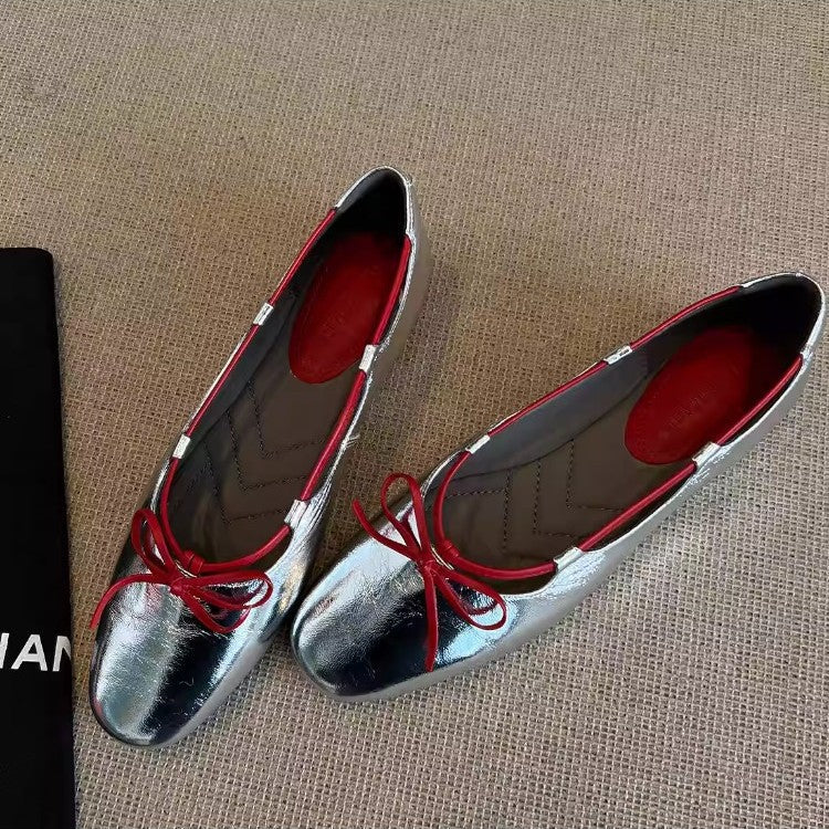 Damen Ballerinas Wildleder Schleifen Elegant - Norvielle